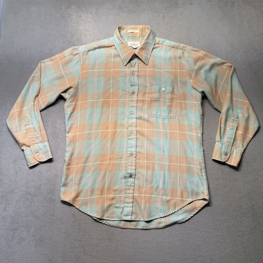 J.J. Cochran Mens Large 16-16.5 Multicolor Plaid Button Up Long Sleeve Shirt